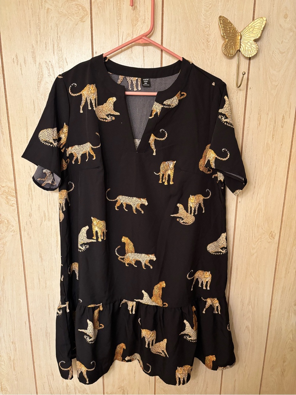 SHEIN leopard print ruffle hem dress- size CURVE 0XL